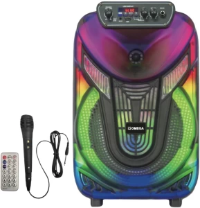 Omega 8" Portable Karaoke Speaker with Mic + Remote OP-83A7 – Black – 50cm Bluetooth
